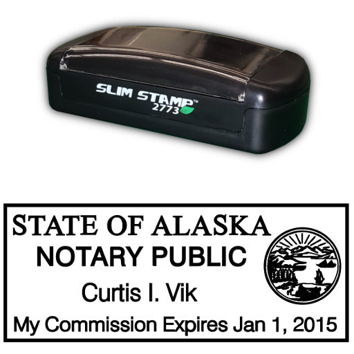 Rectangle Slim Notary Stamp with Alaska Seal