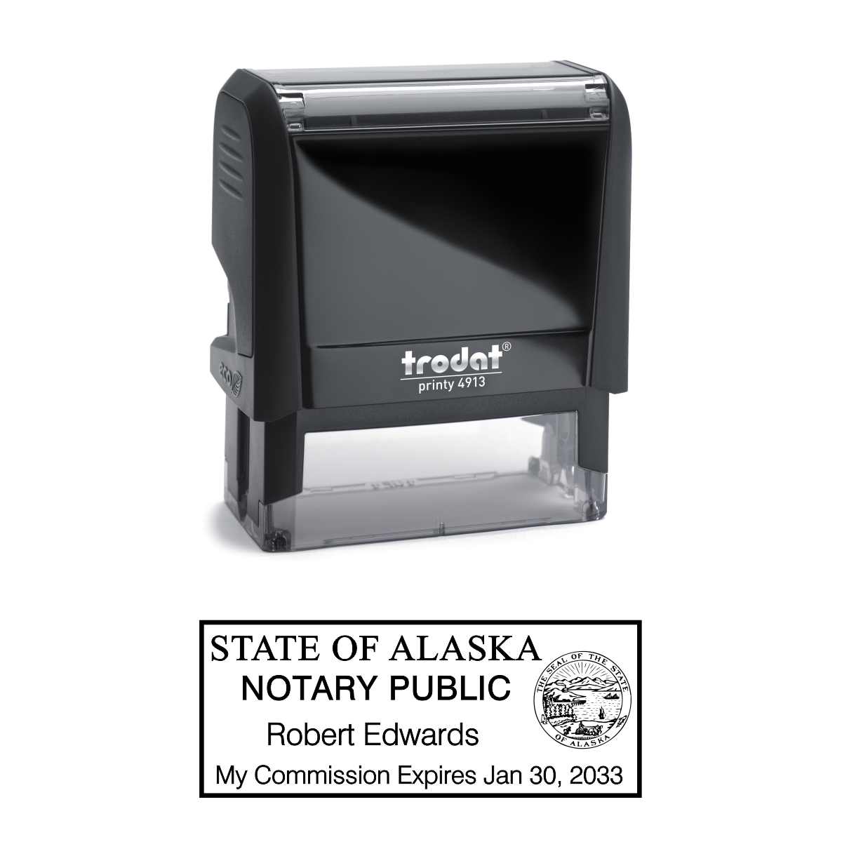 Rectangle Self-Inking Notary Stamp with Alaska Seal